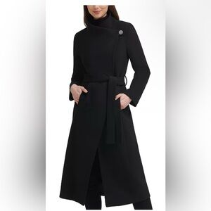 Kenneth Cole Asymmetrical Maxi Wool-Blend Coat - Size 12